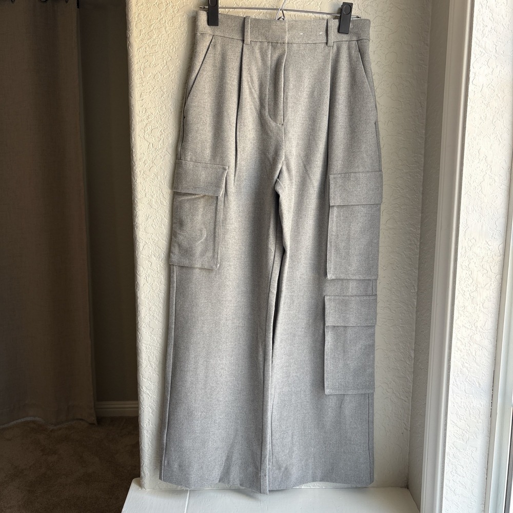 Abercrombie‎ Womens 25/0S Wide Leg Pants Cargo Gray Pleated High Rise Trouser